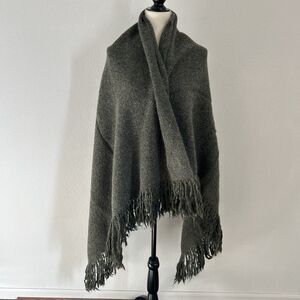 Kennebunk Weavers Woven Throw Green Fringed Lap Blanket Made In The USA 40x70